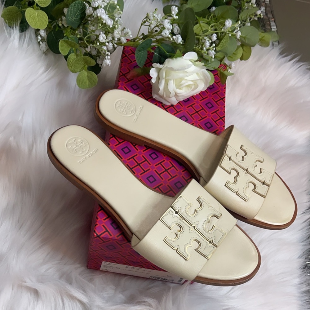 Tory Burch New cream/ Gold Ines slide